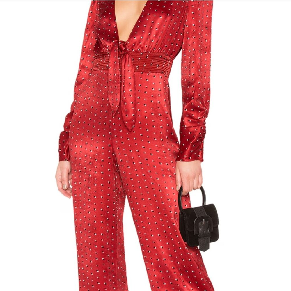 NWT House Of Harlow 1960 Dotted Jumpsuit Red Sz S - Picture 14 of 15
